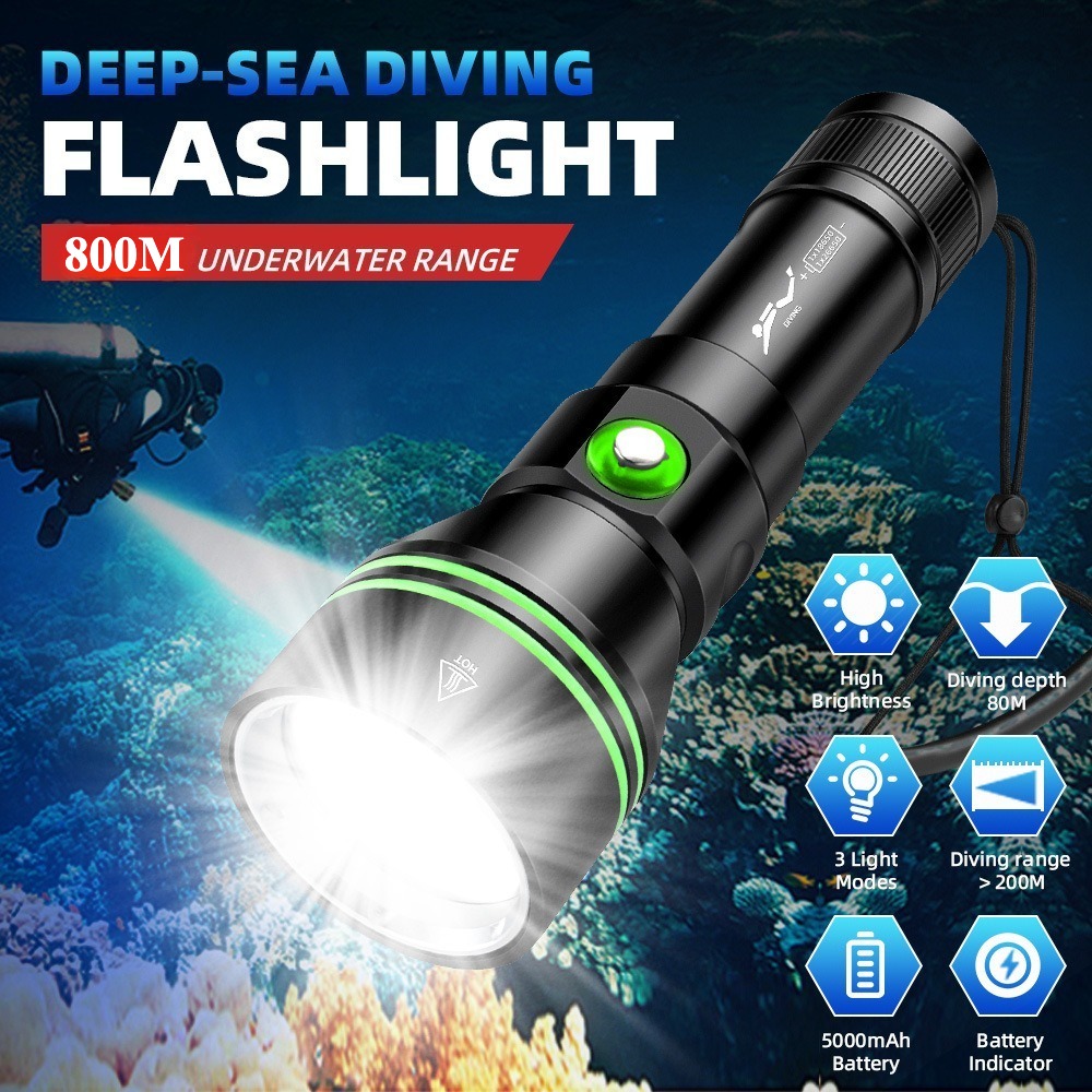 Super Bright XHP70 LED Scuba D - огляд і ціна Underwater Flashlight