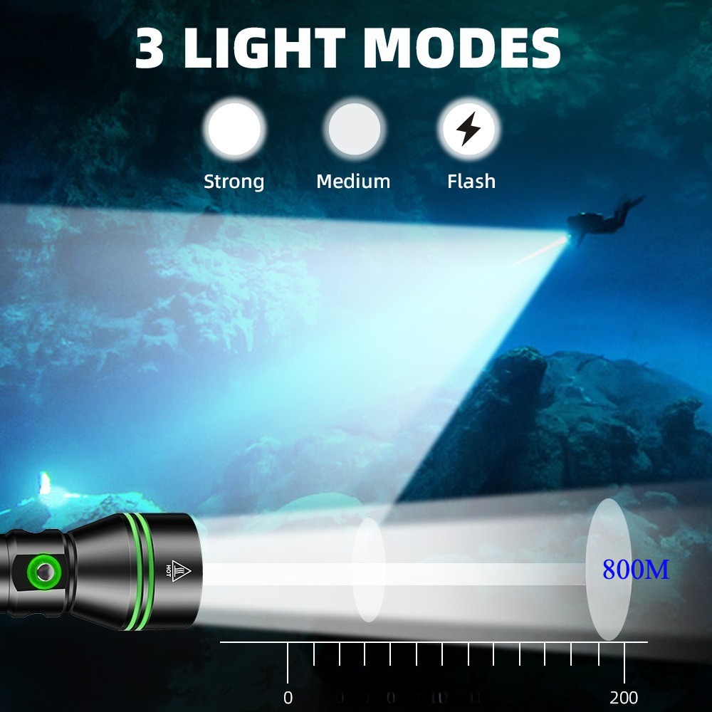 Super Bright XHP70 LED Scuba D - огляд і ціна Underwater Flashlight