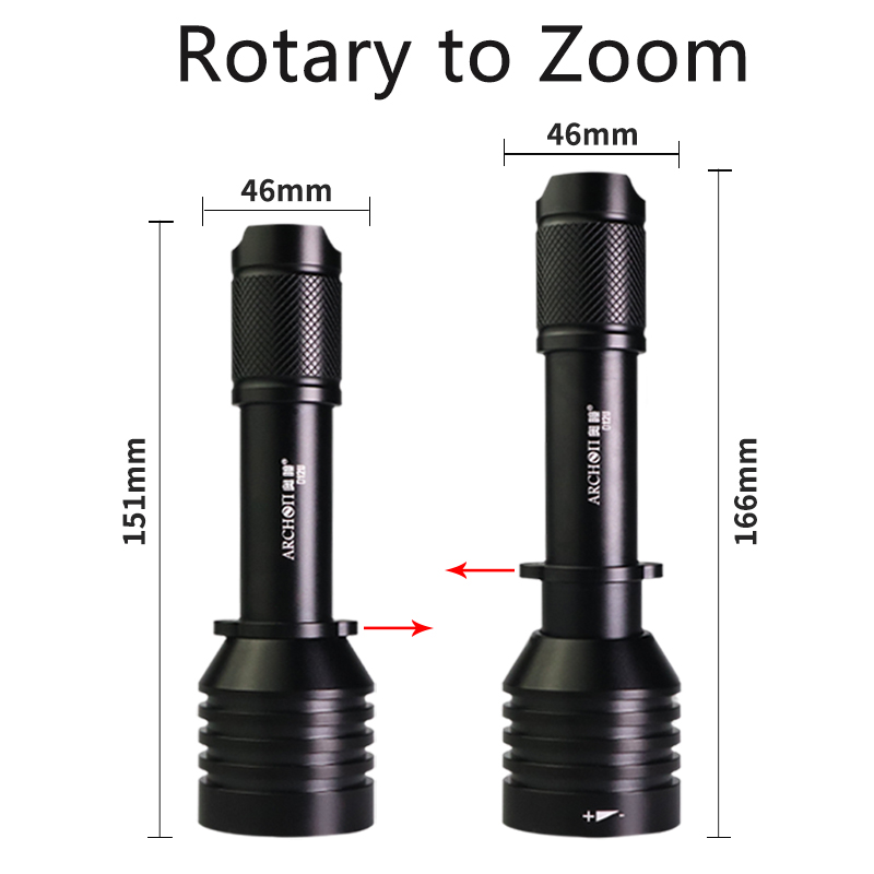 Archon D12u Rotating Zoom Divi - огляд і ціна Underwater Flashlight