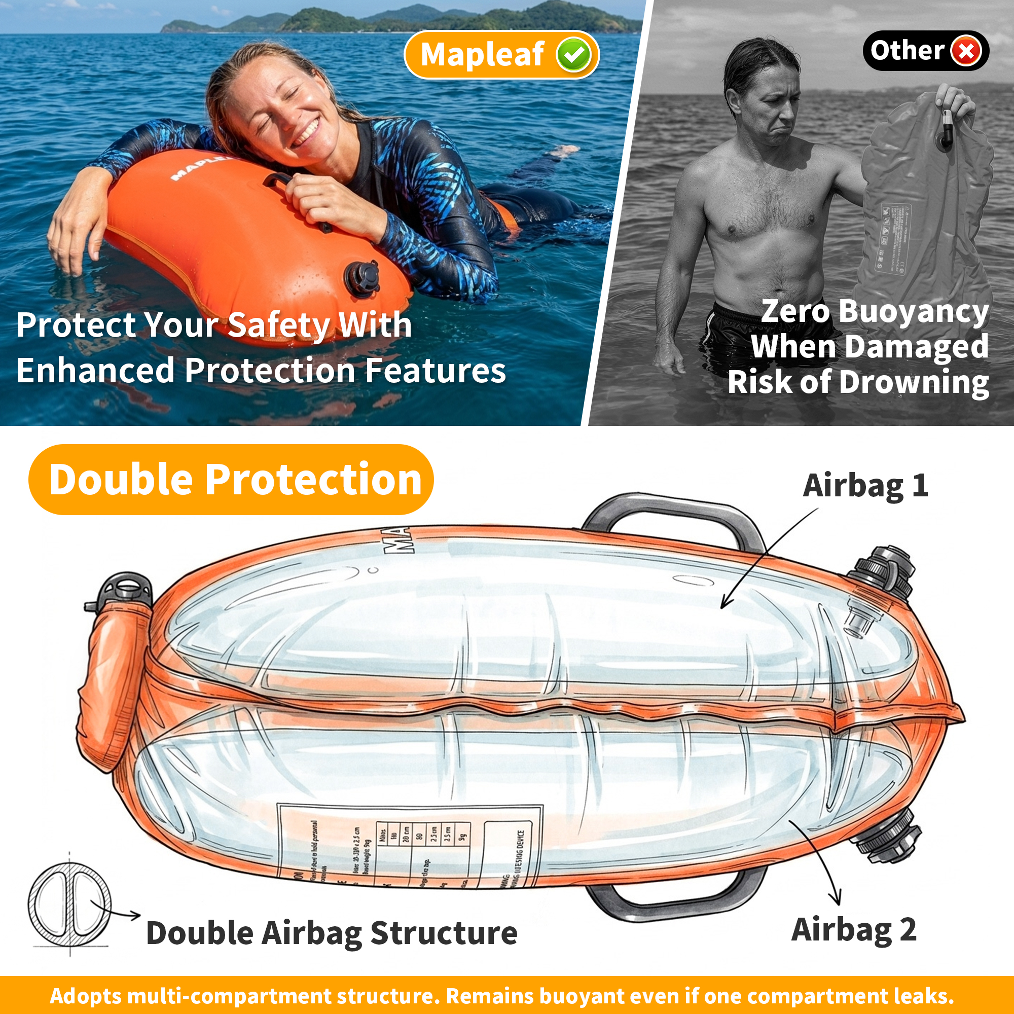 MAPLEAF Swim Buoy Tow Float Sa - огляд і ціна Swim Buoy Open Water